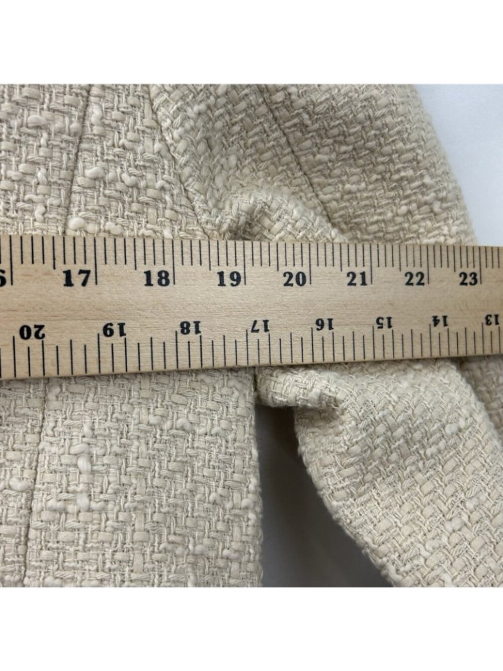 Quince Womens Size Large Stretch Tweed Collarless Jacket Ivory Coast Long Sleeve - Picture 7 of 16